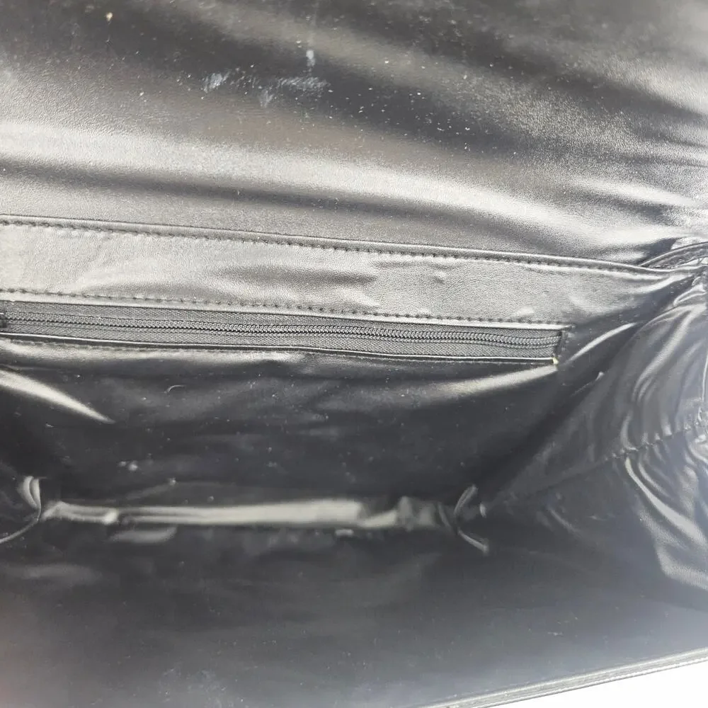 1960s Mod Style Clutch Cocktail Glamour Black Patent Clutch Purse Evening Bag